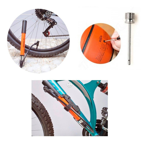 Inflador Portatil Para Bicicletas Y Pelotas Aguja+adaptador