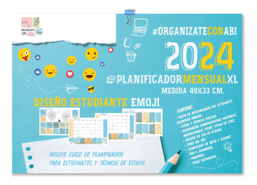 Planificador Mensual Xl 2024 Encolado Diseño Emoji Planner