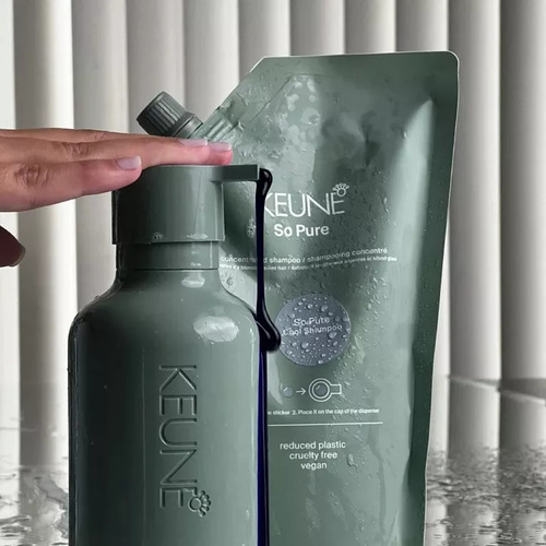 Kit Keune So Pure Shampoo Cool Refil 400ml + Frasco Pump