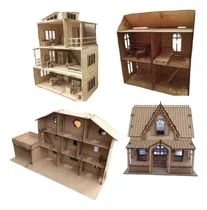 Comprar Vectores Premium Casas De Muñeca Con Muebles Corte Láser Cnc