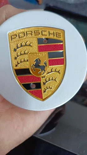 Centro De Rin Porsche Tapa Emblema Copa 76mm Plata X1