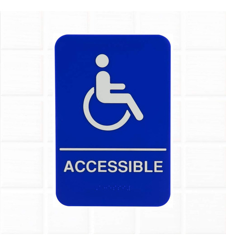 Letrero Accesible Para Discapacitado Braille Color Azul 9 X