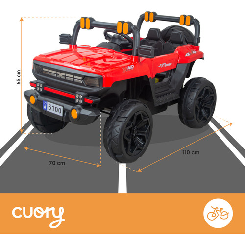 Coche Camioneta Eléctrica Estilo 4x4 Todo Terreno Aux Usb Color Rojo