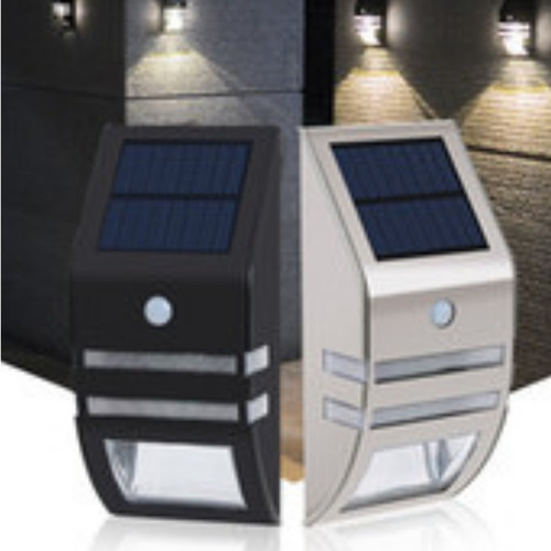 Imagen 6 de 9 de Aplique Led Solar Acero Inoxidable Fotocélula + Sensor 4 + 1