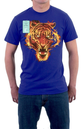  Summer Full Weight Arts 100%cotton Manga Corta Tiger Fire