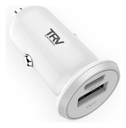 Cargador De Auto Trv 12 V Typec / Usb Color Blanco