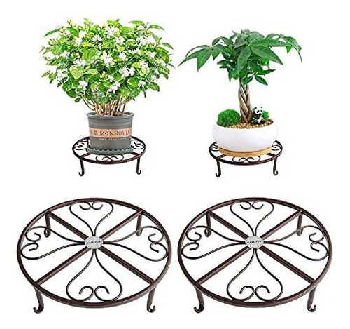 Famijoy - Paquete De 2 Soportes De Metal Para Plantas De 12 