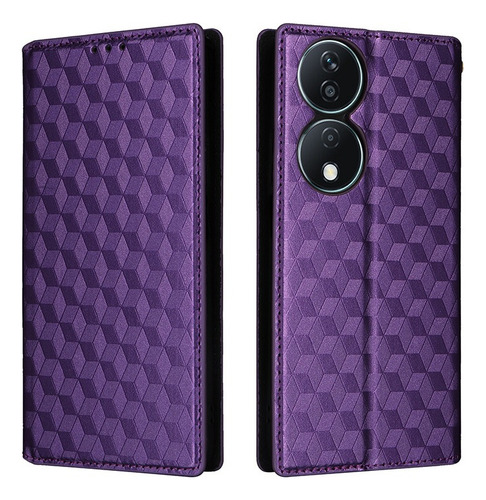 ~ For Honor X7b Cubic Patterned Pu Wallet Card Holder Case