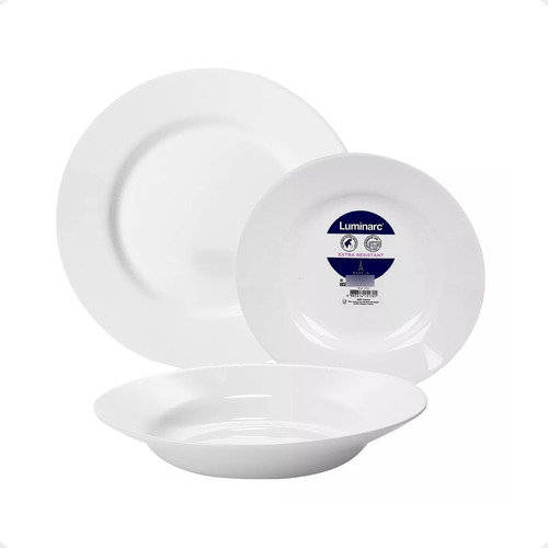 Set X18 Platos Luminarc Vajilla Vidrio Templado Microondas