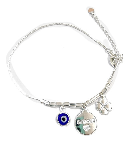 Pulsera Amuletos Para La Buena Suerte Trebol Ojo Turco