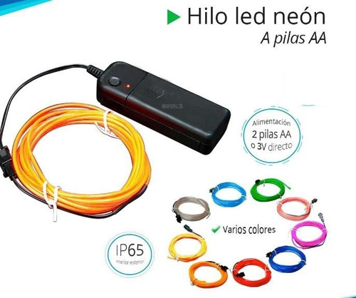 Hilo De Neon Led (el Wire) C/batería Pila Luminiscente 2 Mts