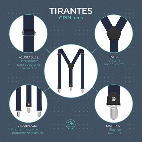 Tirantes Para Hombre Ajustables - Colores - Grin Accs Color Negro