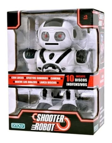 Shooter Robot Lanza Discos Con Luz Y Sonido Orig. Ditoy 