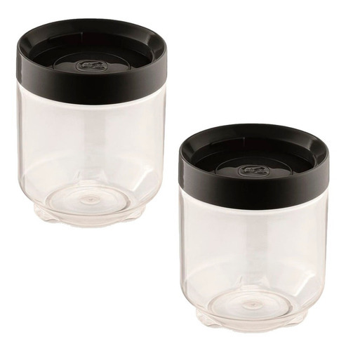 Kit 2 Pote Organizador Conecta Multiuso Empilhável 600ml Uz Cor Preto