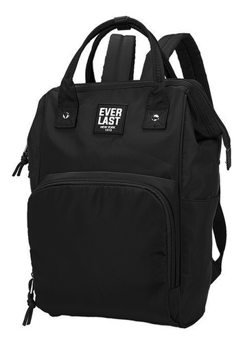 Mochila Everlast Boca Rigida De Pez Nylon Clásica Diaria Juv Color Negro 22156