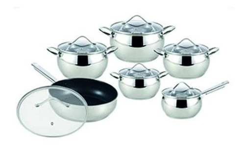 Bateria De Cocina 12 Piezas Acero Inoxidable Cristal Nnet