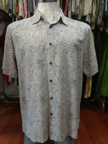 Camisa Hawaiana Tropical Estampada Gama Natural Hombre L -37