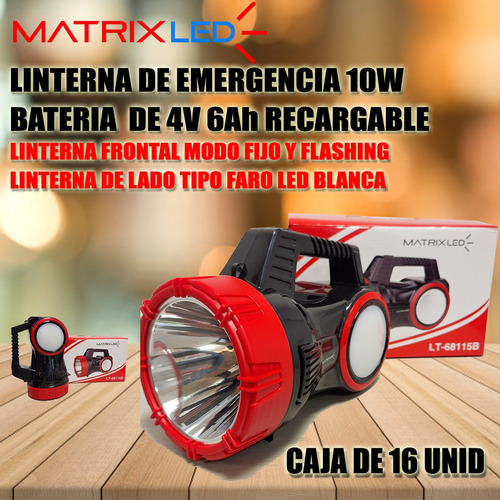 Linterna De Emergencia Matrixled Recargable De 10w