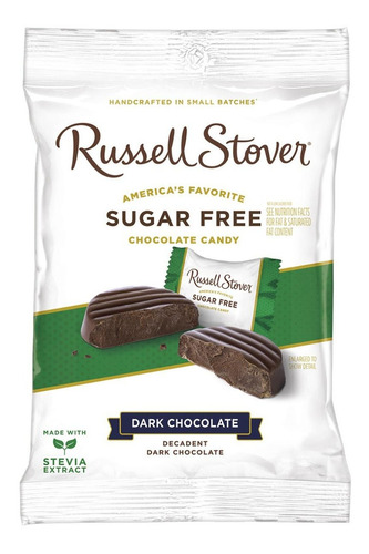 Russell Stover Chocolate Oscuro Dark Sin Azúcar 85 Gramos