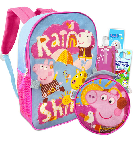 Mochila Peppa Pig Con Lonchera : Paquete De 5 Pc C