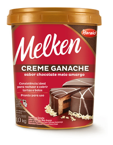 Creme ganache Melken Harald chocolate meio amargo 1kg
