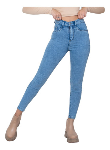 Pantalon Jean Calce Perfecto Levanta Cola Tiro Alto Elastiza