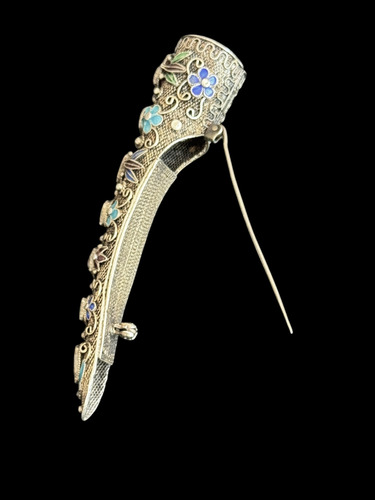 Broche Original Antiguo Plata Firmada Gemas Y Esmalte (Usado)
