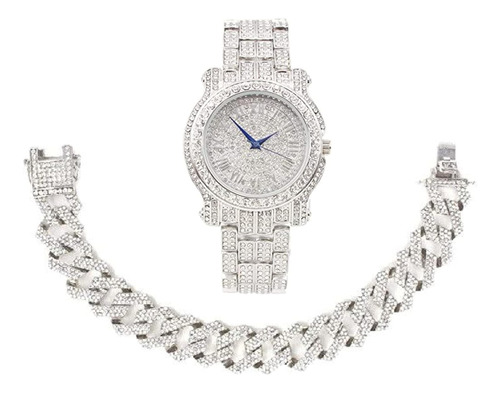 Charles Raymond Silver Blinged Out Relojes Para Hombre En Bl
