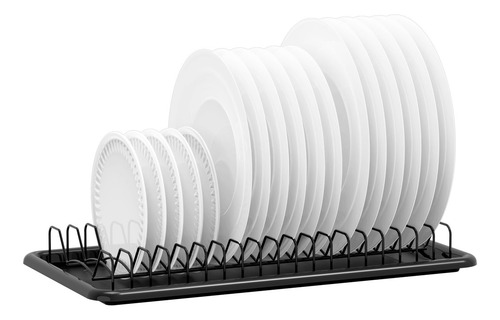Escurridor De Platos Negro Con Base Para Secado Rápido