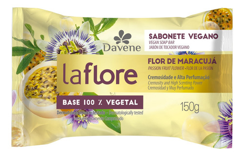 Sabão em barra Davene Vegetal Flor de Maracujá La Flore de 150 g