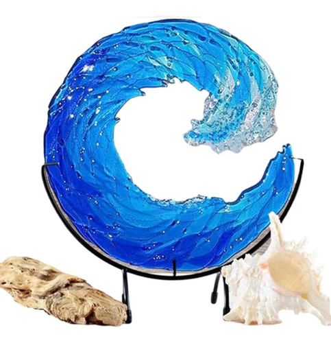 Escultura De Olas Oceánicas, Arte De Adornos Azules Para Esc