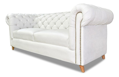 Sofa Chester Dos Puestos Blanco Sintetico 
