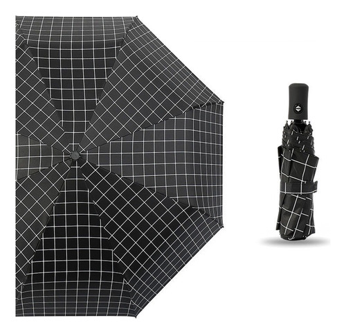 Paraguas De Bolsillo Resist Reforzada Automatico 10 Varillas Color Negro Diseño De La Tela Paraguas - Celosía