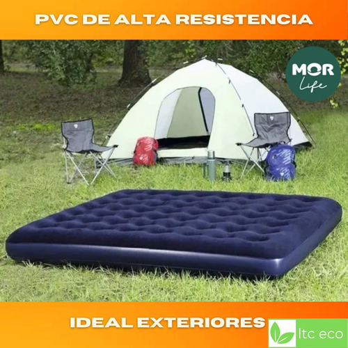 Imagen 4 de 8 de Colchón Inflable 2 Plazas Mor Con Inflador Camping Colchones