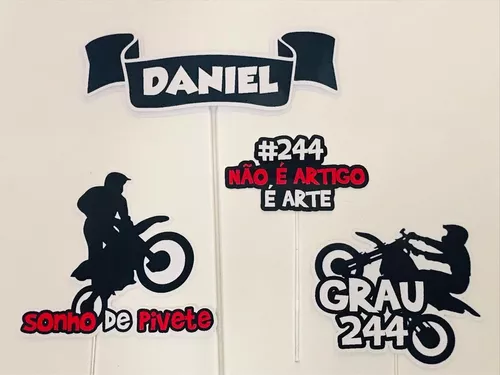 Topo de bolo com o tema moto, nome e idade personalizados