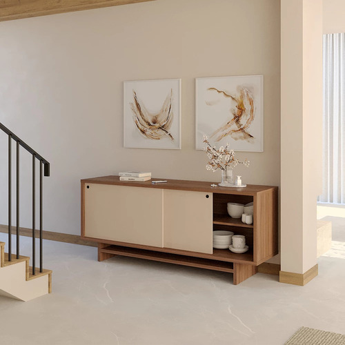 Aparador De Melamina Rectangular Niza Corredizo - Moderno