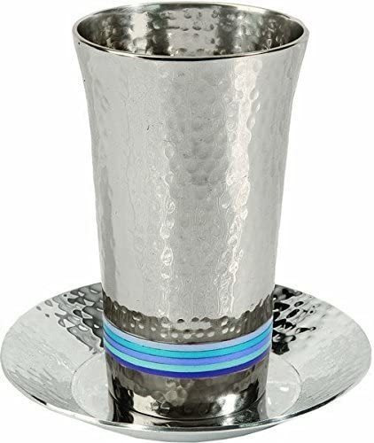 Copa Kidush Judaica 5 Colores Azul Martillado