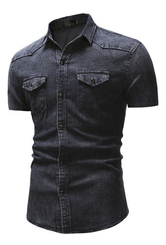 Ropa De Mezclilla Casual Para Hombre Camisa De Manga Corta D