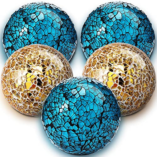 5 Bolas Decorativas De Vidrio Mosaico Centro De Mesa - ...