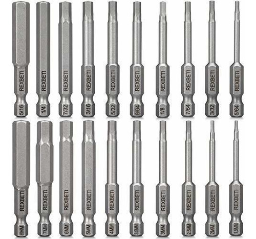 Juego De 20 Puntas Allen Magneticas  Drill Bit Plata