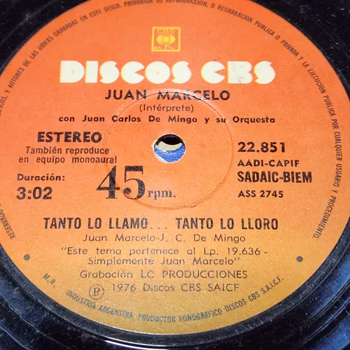 Simple Juan Marcelo J C De Mingo Orq Discos Cbs C7 (Usado)