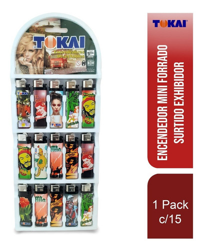 5 Paquetes - Tokai Encendedor Forrado Exhibidor Con 15 Pz