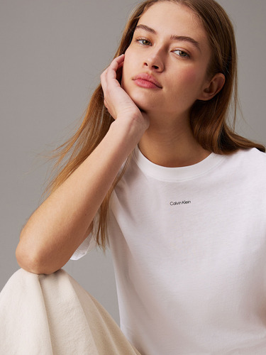 Polera Nano Logo Regular Blanco Calvin Klein