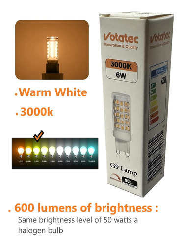 Votatec 10 Paquete Bombilla Led G9, Reemplazo G9 6w Para Hal