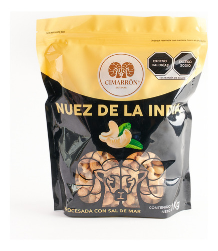 Nuez De La India Tostada Con Sal De Mar De 1kg - Cimarrón