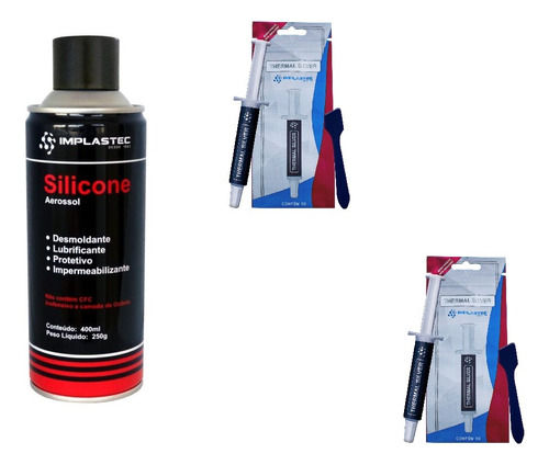 6x Lubrificante Silicone Aerosol + 2 Pasta Termica Silver 5g