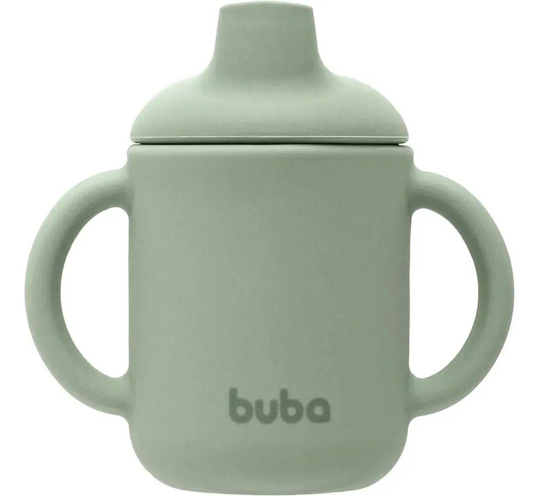 Copo De Transição Em Silicone Com Alça Verde 120ml - Buba