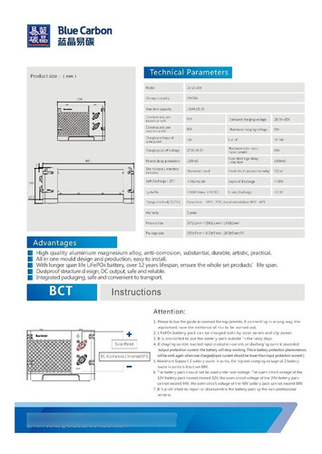 Imagen 4 de 6 de Bateria Solar Litio Lifepo4 100ah 24v Blue Carbon