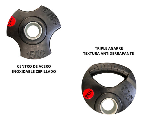 Disco Olímpico Recubierto Con Caucho 15kg (33 Lb/1pulgada)