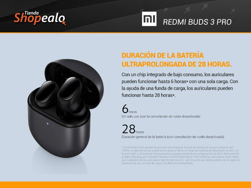 Imagen 7 de 10 de Auriculares Bluetooth Xiaomi Redmi Airdots 3 Pro Negro -*